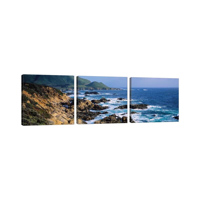 iCanvas "Rock Formations, Big Sur, Garrapata State Beach, Monterey Coast III" by Panoramic Images 3-Piece Canvas Wall Art Set
