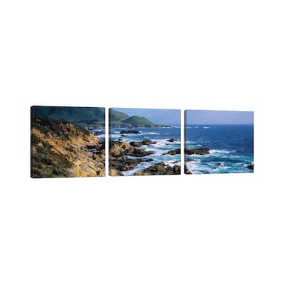 iCanvas "Rock Formations, Big Sur, Garrapata State Beach, Monterey Coast III" by Panoramic Images 3-Piece Canvas Wall Art Set