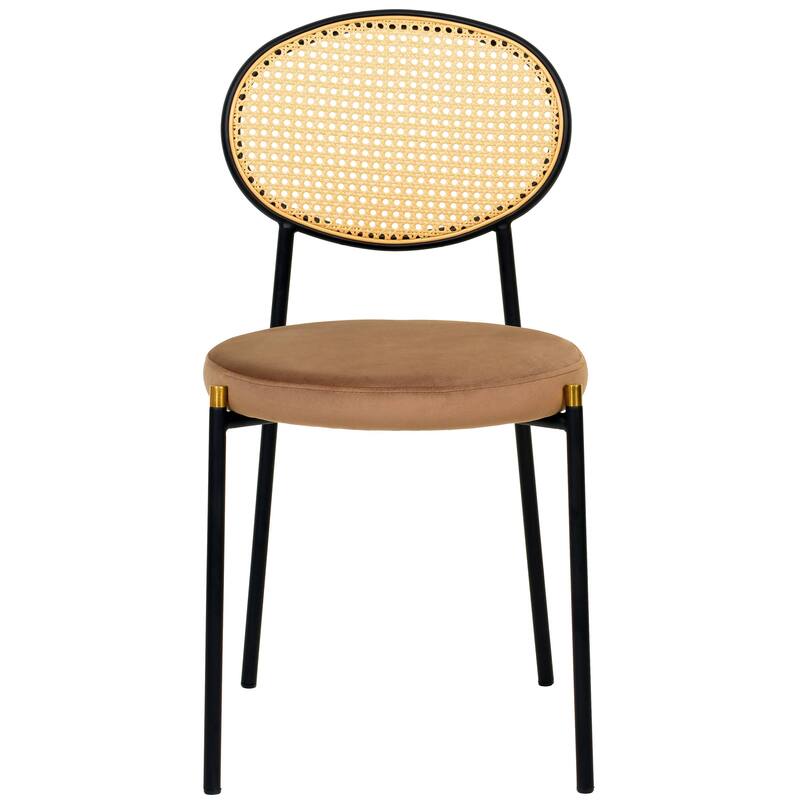 Euston Set of 4 Modern Dining Chair with Wicker Back & Upholstered Velvet Seat for Home Office Living Room & Kitchen
