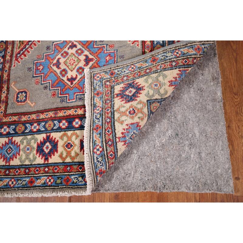 Geometric Kazak Accent Rug Hand-Knotted Traditional Wool Carpet - 3'2" x 5'0"