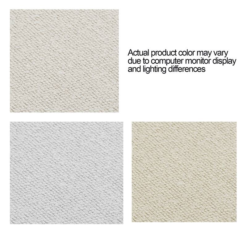 Upholstered King Bed with 54 Inch High Headboard, Cream White Boucle Fabric, Easy Assembly, No Box Spring Needed