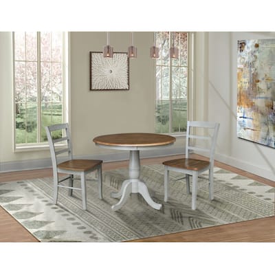 36" Round Pedestal Dining Table with Madrid Ladderback Chairs