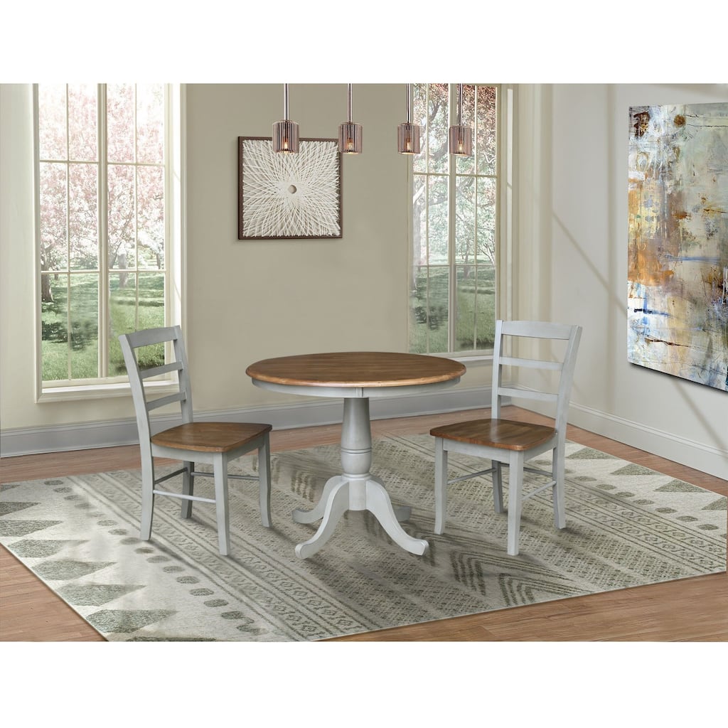 36" Round Pedestal Dining Table with Madrid Ladderback Chairs