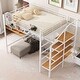 preview thumbnail 12 of 16, Full Size Metal Loft Bed with Storage Ladder and Grid Shelf