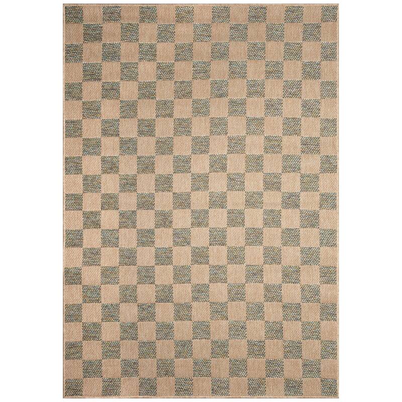 Liora Manne Roma Checkerboard Indoor/Outdoor Area Rug - 7'10" x 9'10" - Cool