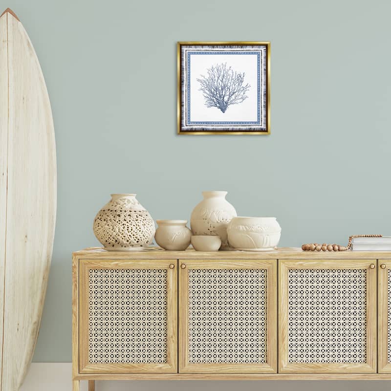 Stupell Nautical Branch of Coral Framed Floater Canvas Wall Art Design By Lanie Loreth