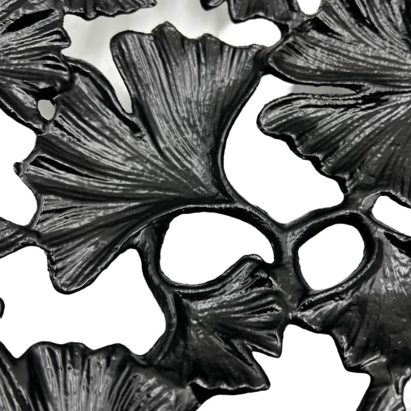 15 Inch Wide Decorative Handmade Aluminum Ginkgo Leaf Bowl - 14.5 x 14.5 x 4 in