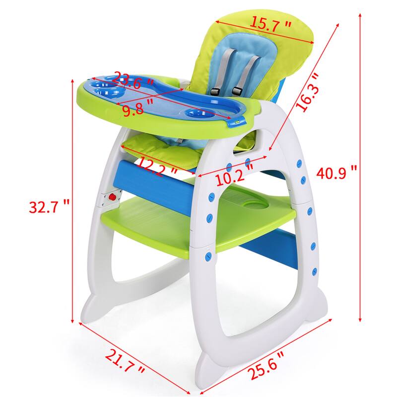 High Chairs Baby Toddler, Table Booster Seat Adjustable W/Tray, Green