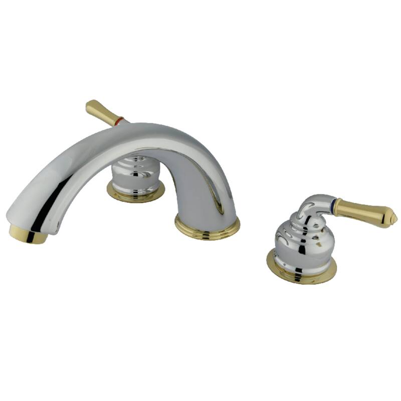 Magellan 3-Hole Deck Mount Roman Tub Faucet in Brushed Nickel/Polished Brass - Polished Chrome/Polished Brass
