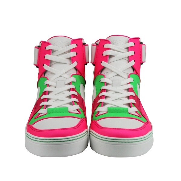 White Neon Leather Sneaker With Strap 