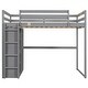 preview thumbnail 20 of 24, Solid Wood Loft Bed with Built-in Wardrobe and 4-Tier Storage Shelves, Full Size Loft Bedframe with LED Light and Ladder