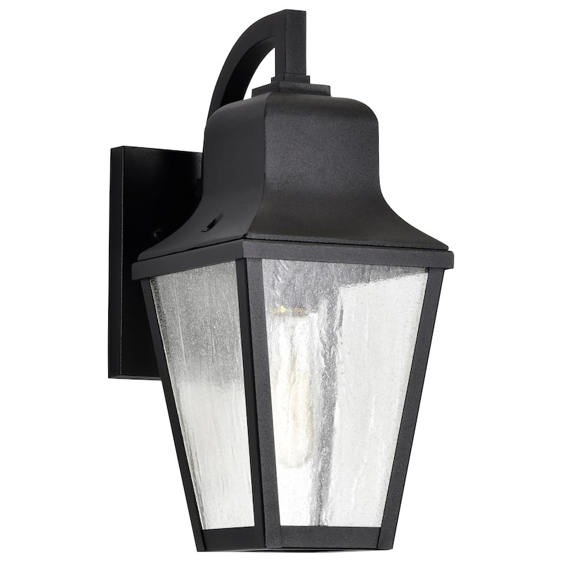 Lawrence 1 Light Small Wall Lantern Matte Black with Clear Seeded Glass
