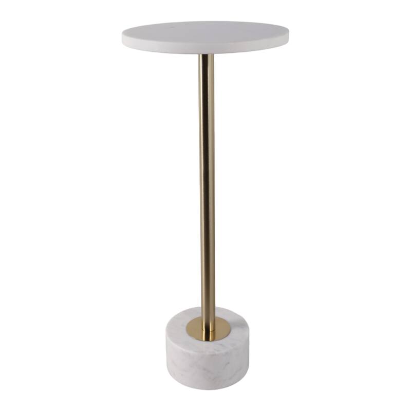 Modern End Table with Marble Top and Aluminum Base - 25" - 24.25"