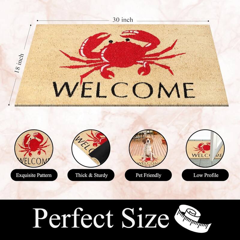 A1HC Natural Coco Coir Door Mat with Heavy Duty Non-Slip PVC Backing - 18" x 30" - Easy to Clean