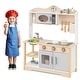 preview thumbnail 1 of 8, Gymax Wooden Play Kitchen for Kids Cooking Toy Playset w/ Microwave White