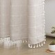 preview thumbnail 16 of 39, No Hooks Linen Textured Geometric Tassels Shower Curtain with Snap-in Liner