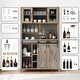 preview thumbnail 3 of 5, 42.5-inch Farmhouse Wine Cabinet with Sliding Barn Door - 15.7"D x 42.5"W x 69.6"H