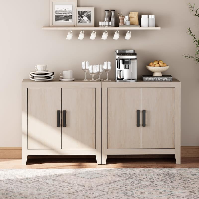 WAMPAT Modern Farmhouse TV Stand Cabinet, Entertainment Center with Adjustable Shelf