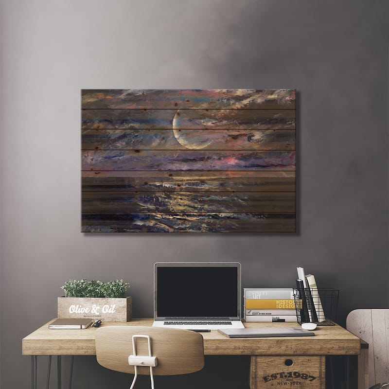 Moon Print On Wood by Michael Creese - Multi-Color