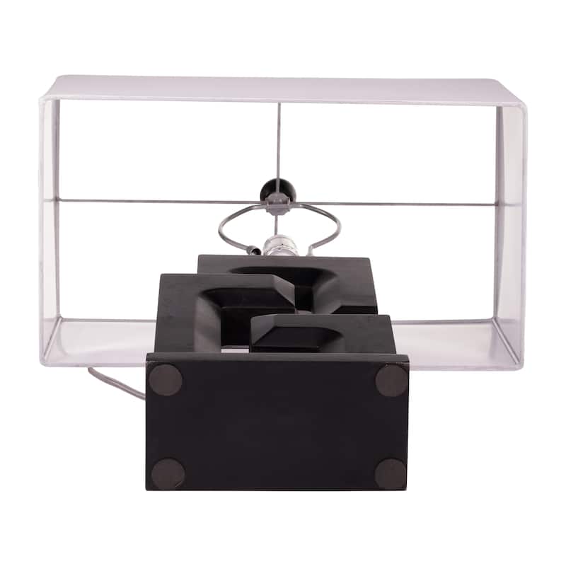Sagebrook Home Modern Neutral Wood, 27"H Geometric Black Table Lamp - 18" x 10" x 27" - 18" x 10" x 27"