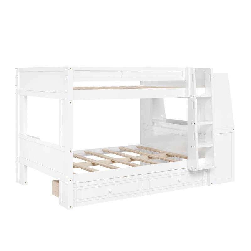 Modern Full-Size Bunk Bed with Built-In Ladder, Desk and Storage Space by Harper&Bright Designs