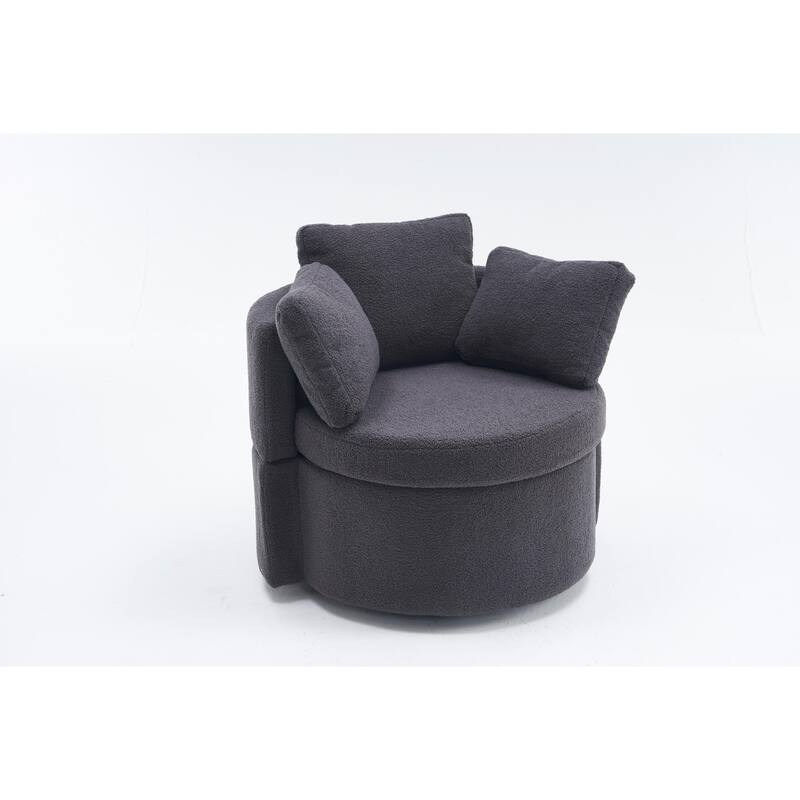 360° Swivel Chair with Storage and Throw Pillows
