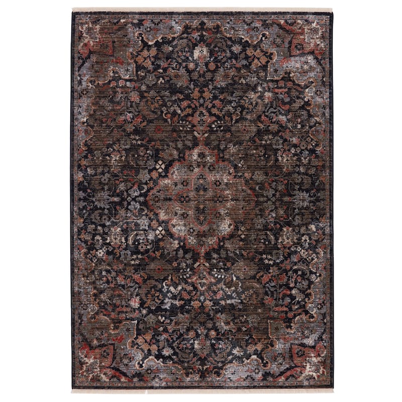 Amena Medallion Dark Area Rug - 8' x 10'6" - Dark Navy/Gray