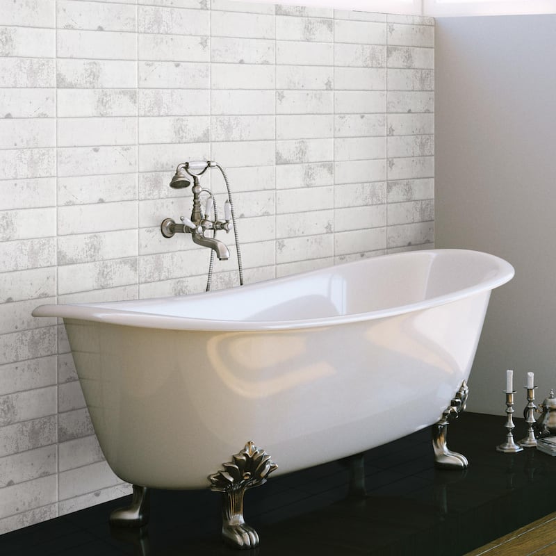 Merola Tile London White Glossy 3" x 12" Ceramic Wall Tile