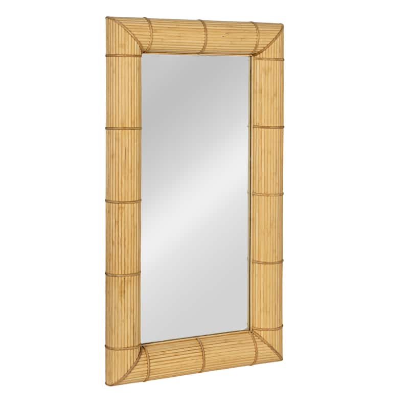 Bamboo Wall Mirror - 24.0"L x 3.0"W x 43.7"H - Natural