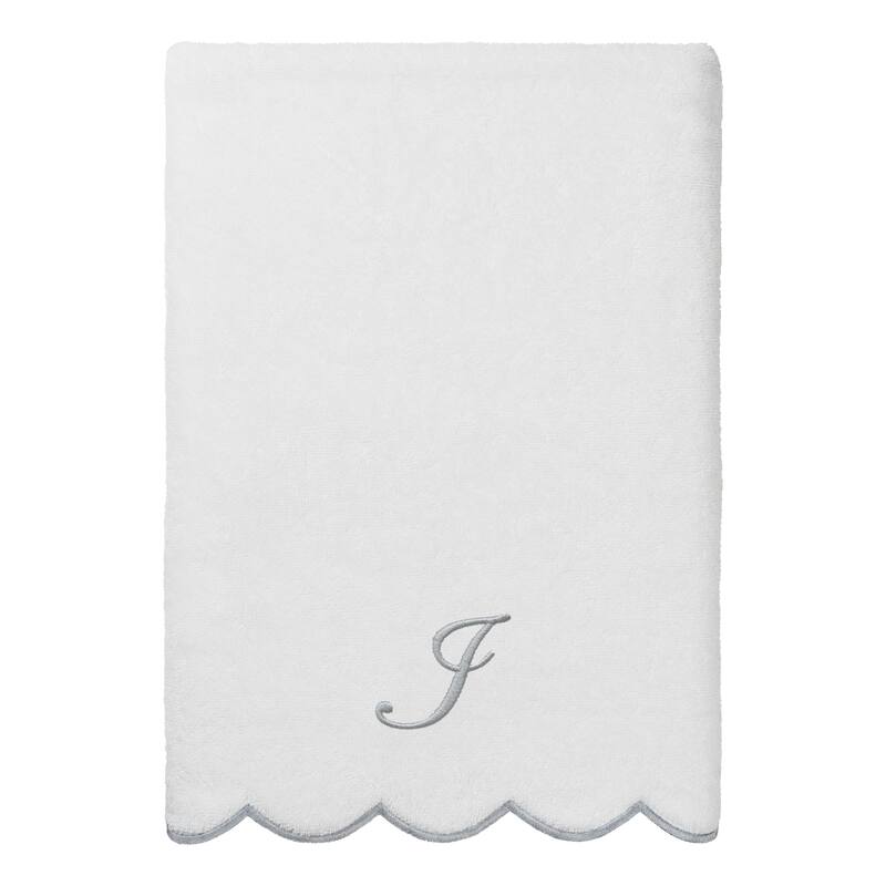 Authentic Hotel and Spa 100% Turkish Cotton Grey ADORNIA Scallop Personalized 3 Piece Towel Set - 3 Piece Set