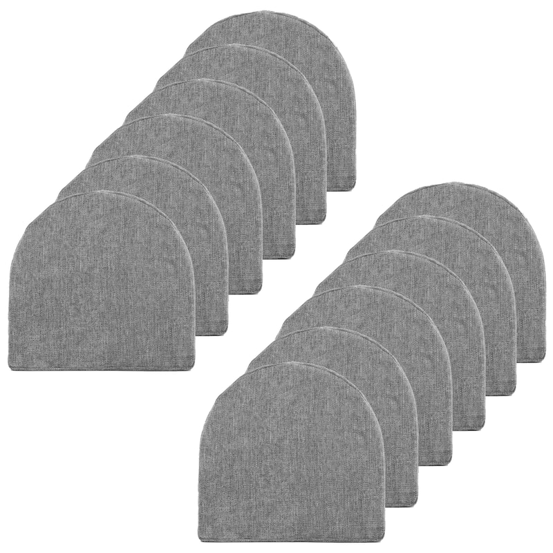 Sweet Home Collection U-Shape High Density Memory Foam Chair Pads with Ties - Set of 12 - Grey