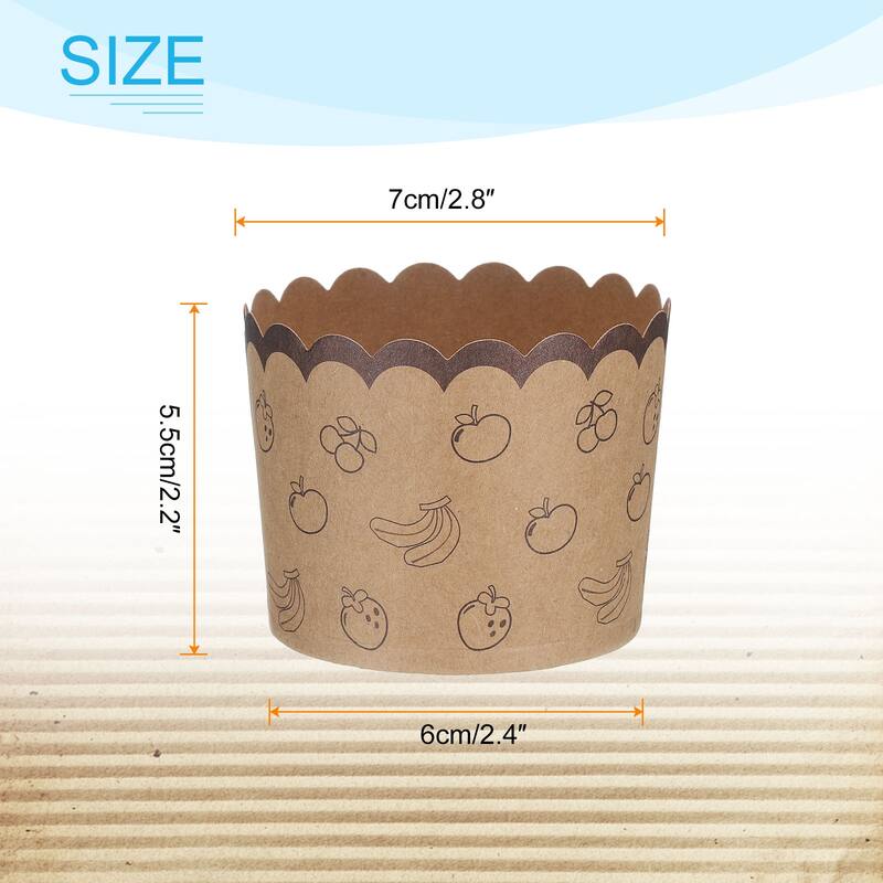 100Pcs Paper Baking Cups Brown Kraft Paper Muffins Liner Cupcake Fruit - Standard