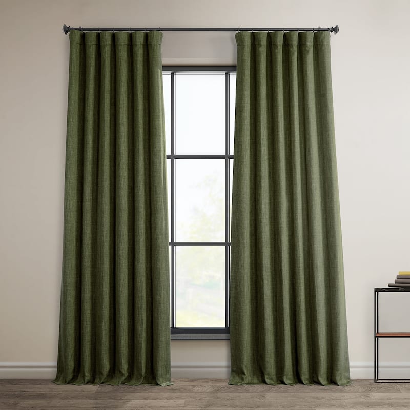 Exclusive Fabrics Faux Linen Room Darkening Curtain (1 Panel) - 50 X 84 - Khaki Green