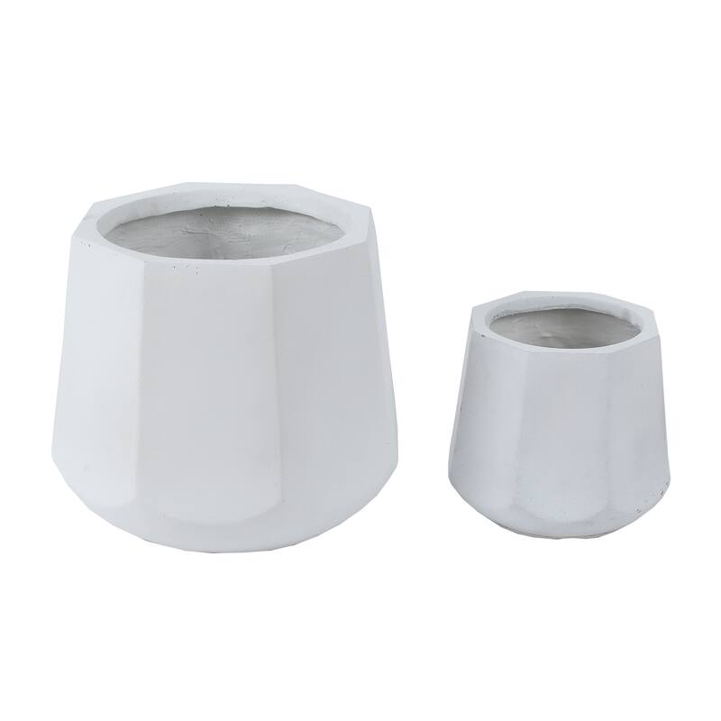 Kayu 2-piece White Finish MgO Round Planters by Havenside Home