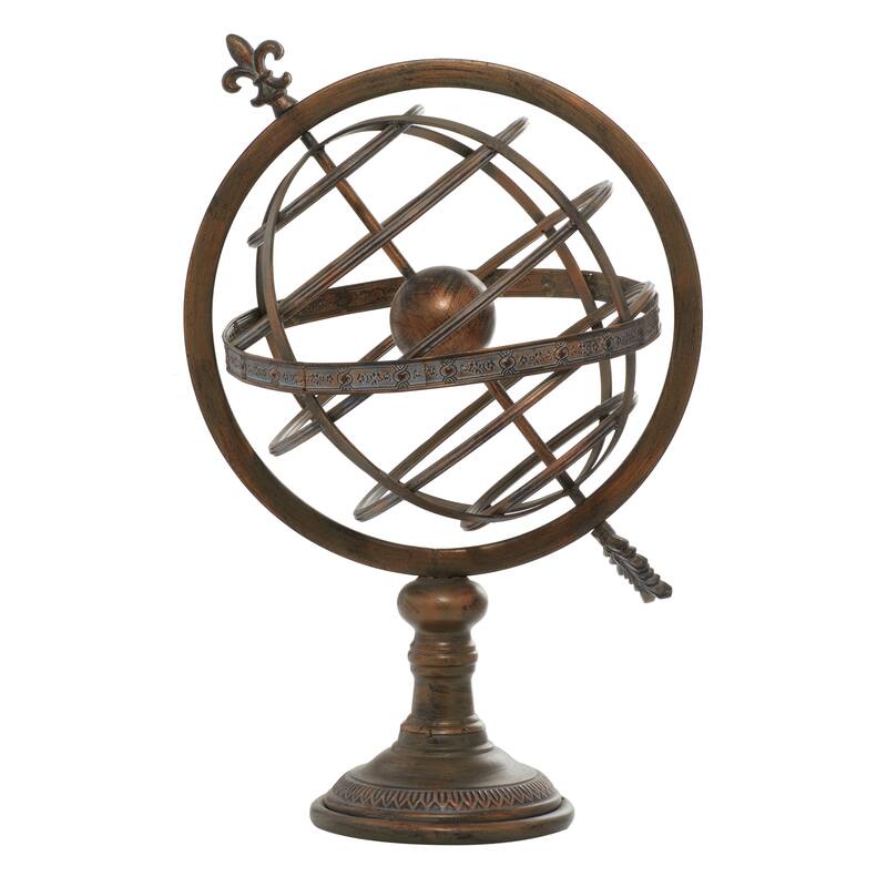 Metal Compass Armillary Globe - Brass - Roche River Decor - 14"W x 17"L x 25"H