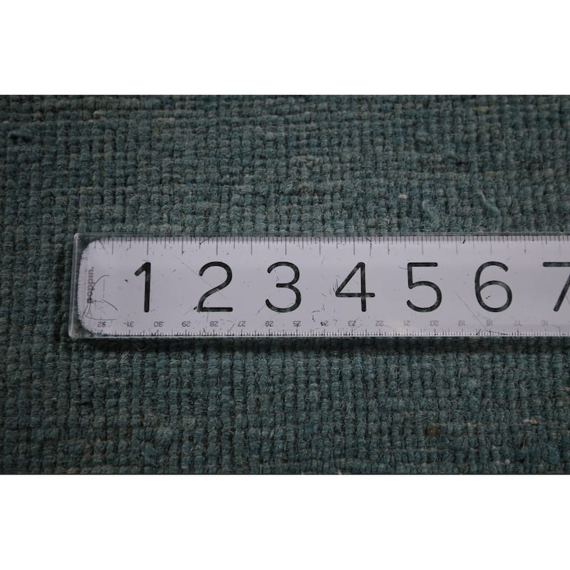 Aqua Blue Gabbeh Modern Area Rug Handmade Wool Carpet - 6'6" x 9'7"