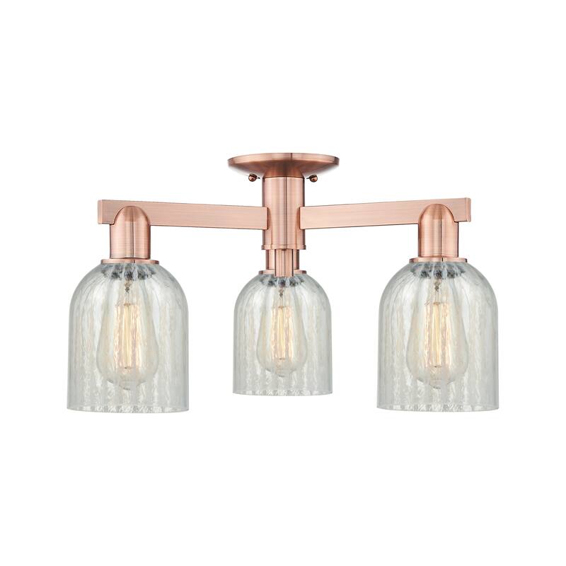 Innovations Lighting Endless Possibilities Arcadia - Caledonia - 3 Light 23" Semi-Flush Mount with Mouchette Shade - Mouchette/Antique Copper