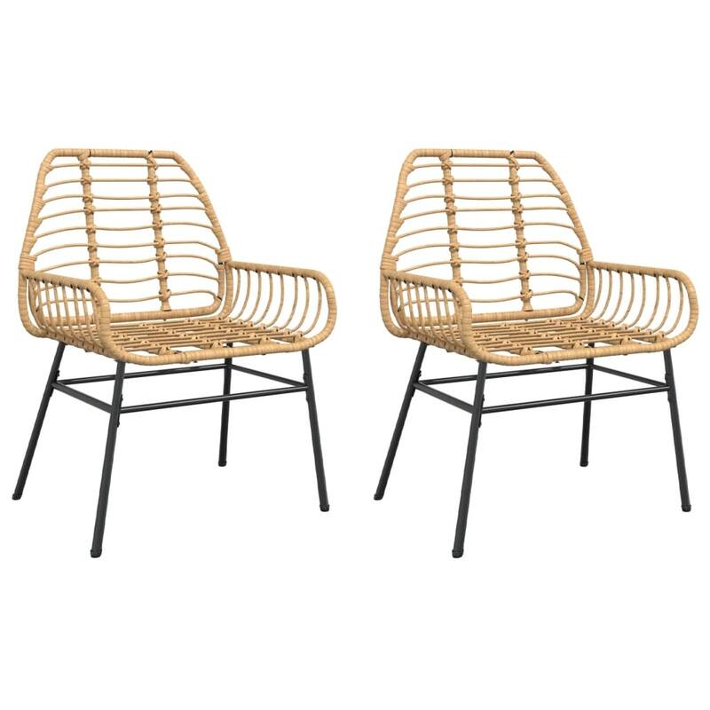 vidaXL Patio Chairs with Cushions Seating Garden Outdoor 2 Pcs Poly Rattan - 23.6 x 22.4 x 33.9 in