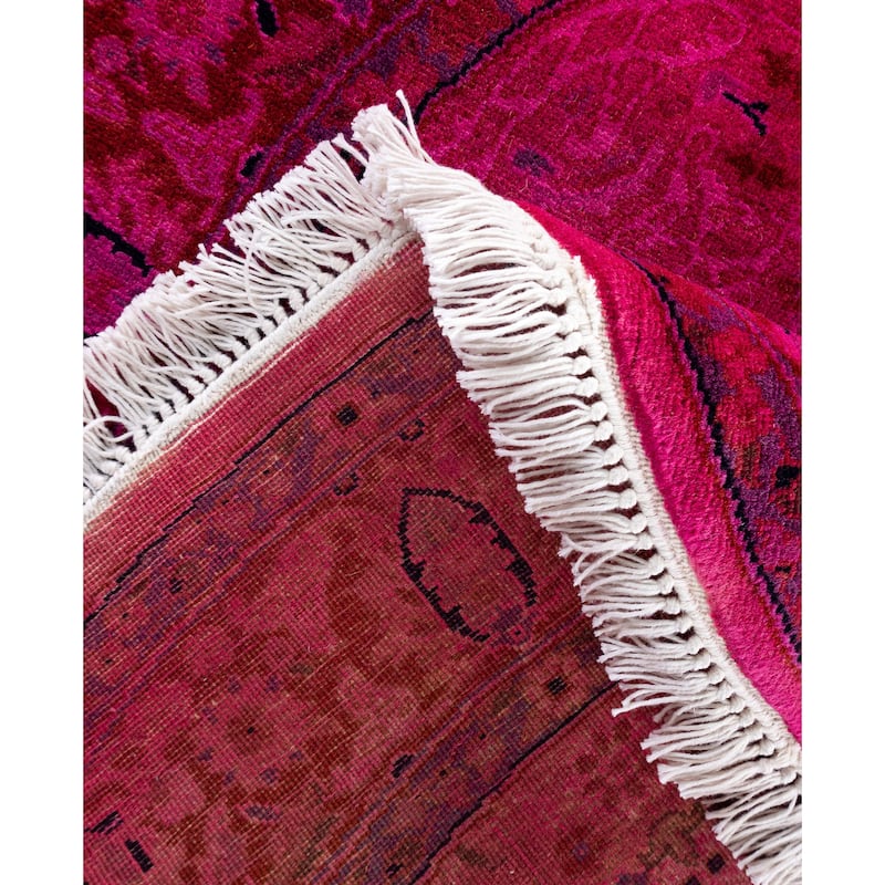 Overdyed One-of-a-Kind Hand-Knotted Round Area Rug - Pink - 3' 1" x 3' 1"