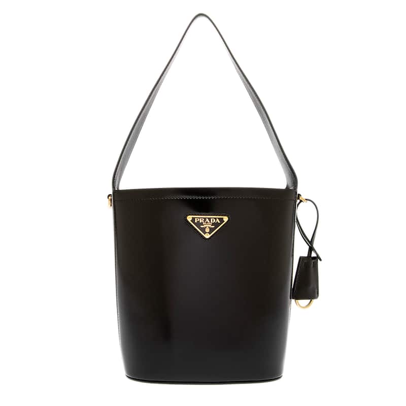 Prada Brushed Leather Bucket Bag - Black