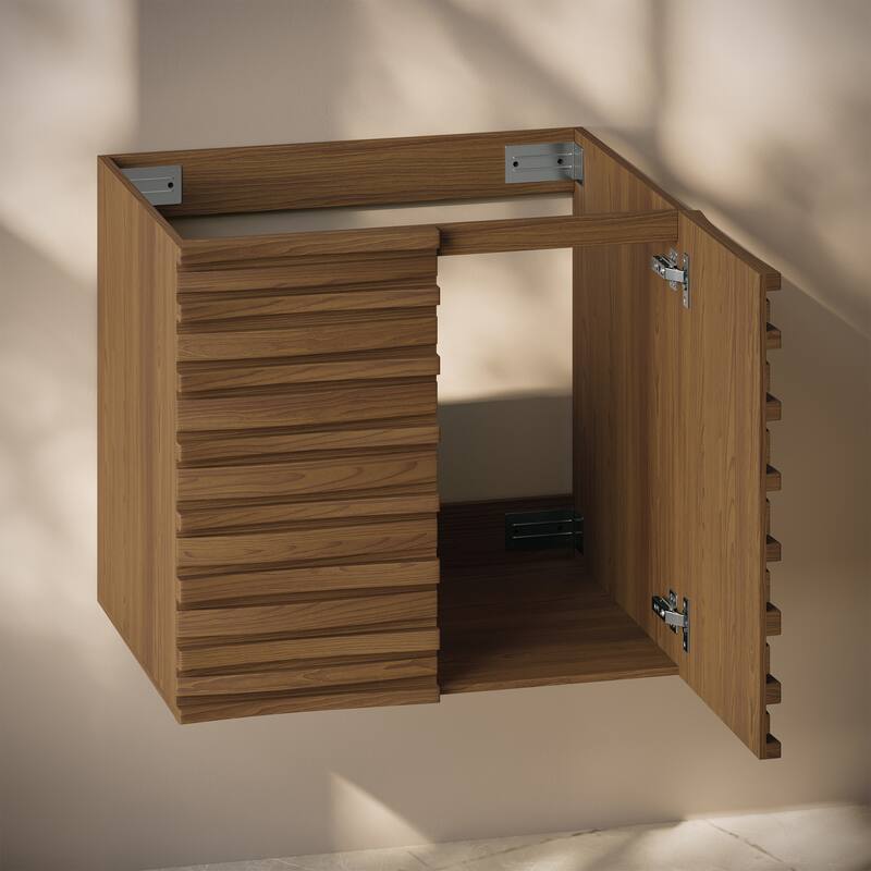 Cascade 24" Wall-Mounted Bathroom Vanity Cabinet Without Top In Brown Oak - 24