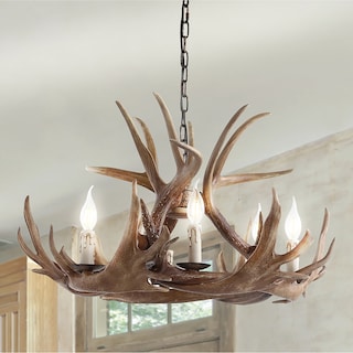 Apollo 28.5" Adjustable Resin Antler 6-Light Chandelier, Brown by JONATHAN  Y