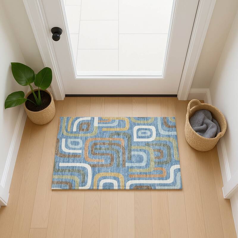 Machine Washable Indoor/ Outdoor Modern Penner Chantille Rug