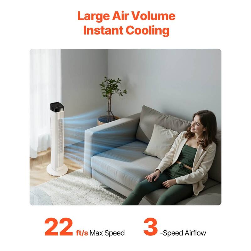 40" Tower Fan with Oscillation 3 Speeds Remote Control and Quiet Operation for Bedroom and Living Room - 12.1 x 39.2 inch
