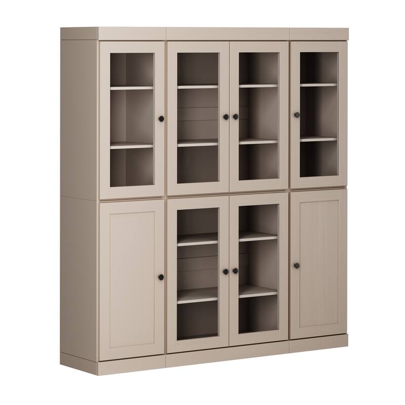 Palace Imports 100% Solid Wood 65" Pantry Cabinet with Clear Glass, Shaker Doors and Adjustable Shelves