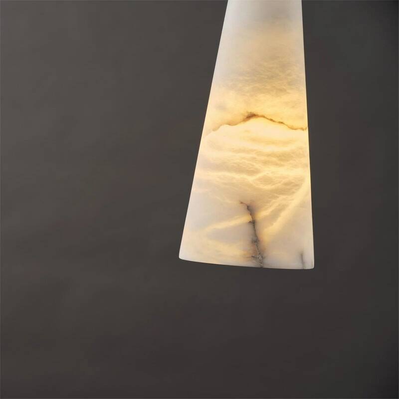 KAYLA 2 Light Pendant Light, Cone Natural Alabaster Shade Pendant Light for Dining Room, Kitchen Island(Bulb Included)