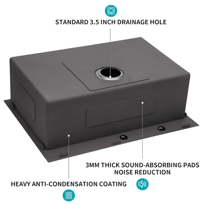 Black Stainless Steel Single Bowl Drop-In Kitchen Sink with Workstation