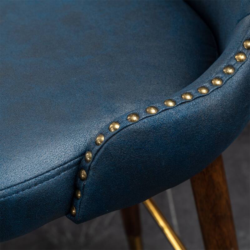 Modern Faux Leather Tufted Nailhead Trim Counter Stool Set of 2