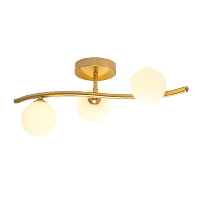 Versatile 3-Light White Glass Globe Wavy Ceiling Light Vanity Sconce