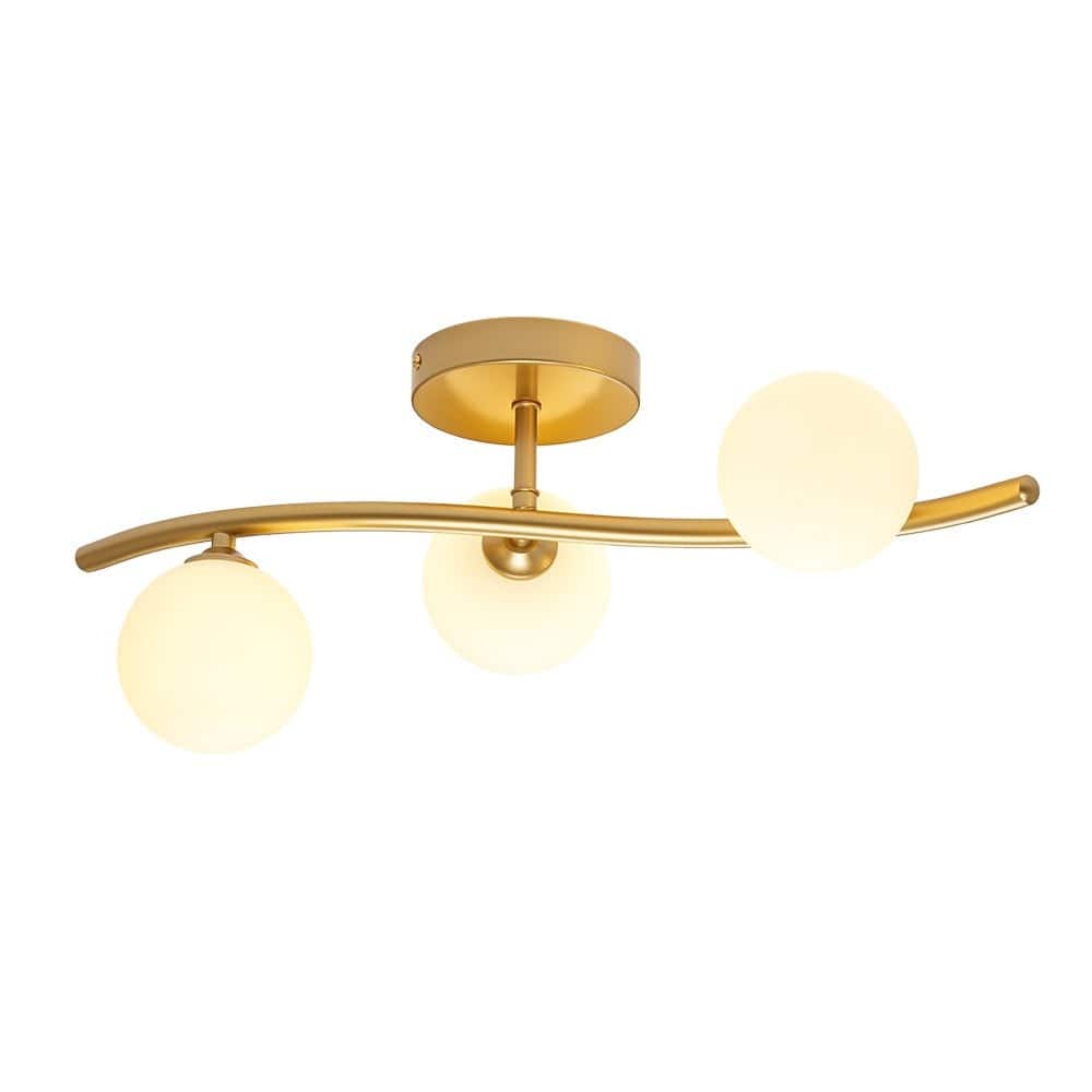 Versatile 3-Light White Glass Globe Wavy Ceiling Light Vanity Sconce